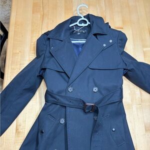 J. Crew black double breasted raincoat